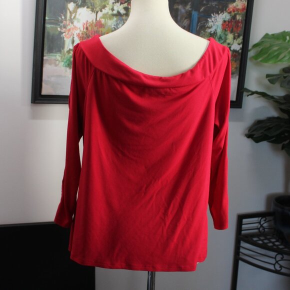Bold Elements XXL Bright Red Cut-Out Arm Blouse Top Long Sleeve - Picture 5 of 11